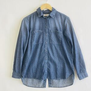 Pilcro & The Letterpress Denim Swiss Dot‎ Button Up Long Sleeve Shirt Womens XS